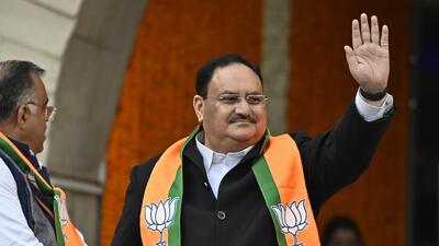 JP Nadda addressed the BJP’s two-day national executive committee meeting that began in New Delhi on Monday. (Hindustan Times) JP Nadda addressed the BJP’s two-day national executive committee meeting that began in New Delhi on Monday. (Hindustan Times)