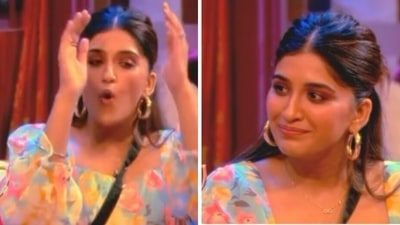 A still from the promo of Bigg Boss 16 featuring Nimrit Kaur Ahluwalia. A still from the promo of Bigg Boss 16 featuring Nimrit Kaur Ahluwalia.