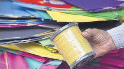 On Sunday, two police personnel were seriously injured due to nylon manja. (REPRESENTATIVE IMAGE)