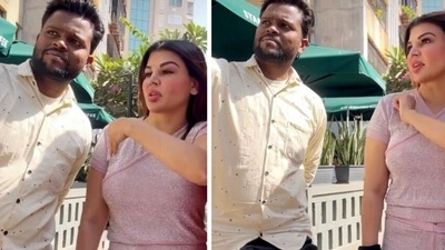 Rakhi Sawant requests a fan not to touch her.