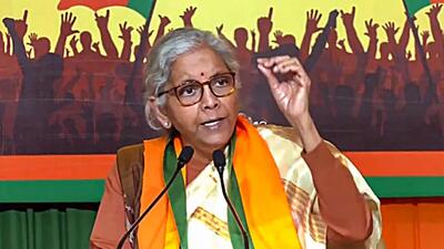 Union finance minister Nirmala Sitharaman briefed the media about the political resolution moved in the BJP national executive meeting in New Delhi on Monday. (PTI) Union finance minister Nirmala Sitharaman briefed the media about the political resolution moved in the BJP national executive meeting in New Delhi on Monday. (PTI)