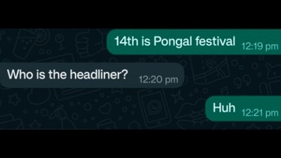 The image shows a part of the conversation between a Twitter user and their foreigner friend related to Pongal. (Twitter/@twopointhoe_) The image shows a part of the conversation between a Twitter user and their foreigner friend related to Pongal. (Twitter/@twopointhoe_)