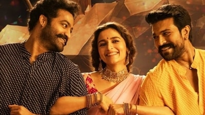 Jr NTR, Alia Bhatt and Ram Charan in a still from RRR.