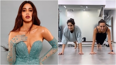 Janhvi Kapoor and her trainer Namrata Purohit indulge in a fun workout. (Instagram) Janhvi Kapoor and her trainer Namrata Purohit indulge in a fun workout. (Instagram)