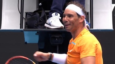 Rafael Nadal during his Australian Open opener. (Twitter) Rafael Nadal during his Australian Open opener. (Twitter)