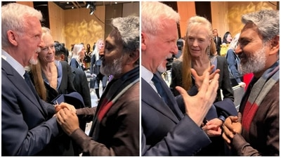 James Cameron and SS Rajamouli had a chat at the Critics’ Choice Awards. James Cameron and SS Rajamouli had a chat at the Critics’ Choice Awards.