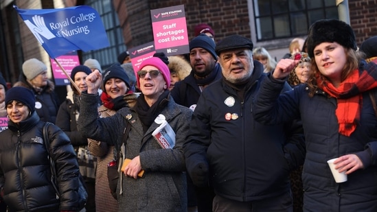  Nurses plan to strike again on Wednesday and Thursday, with ambulance workers planning a walkout next week.(AFP)