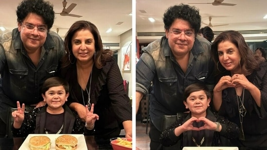 Farah Khan with Sajid Khan and Abdu Rozik.