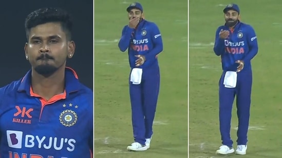 Virat Kohli's expression to that delivery from Shreyas Iyer was all of us(Screengrab)