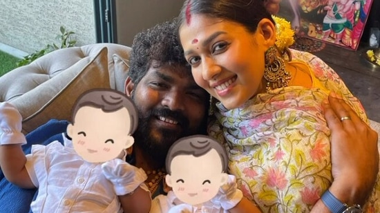 Vignesh Shivan, Nayanthara celebrate Pongal with twins Uyir and Ulagam at home.