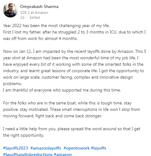 Omprakash Sharma's LinkedIn post