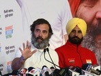 Congress leader Rahul Gandhi along with Punjab party chief Amrinder Singh Raja Warring addressing a press conference during the party's Bharat Jodo Yatra, in Hoshiarpur. (ANI Photo) Congress leader Rahul Gandhi along with Punjab party chief Amrinder Singh Raja Warring addressing a press conference during the party's Bharat Jodo Yatra, in Hoshiarpur. (ANI Photo)