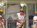 Ceiling slabs of a portion of six flats collapsed on February 10 at Tower D of the Chintels Paradiso, killing two residents at Chintels Paradiso condominium. (Vipin Kumar /HT photo) Ceiling slabs of a portion of six flats collapsed on February 10 at Tower D of the Chintels Paradiso, killing two residents at Chintels Paradiso condominium. (Vipin Kumar /HT photo)