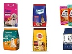 Pet food for dogs contains meat byproducts, cereals, grains, vitamins and minerals.