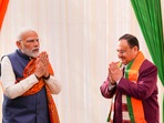 Prime Minister Narendra Modi with BJP National President JP Nadda.(PTI) Prime Minister Narendra Modi with BJP National President JP Nadda.(PTI)