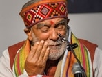 Union Minister Ashwini Choubey gets emotional during a press conference in Patna (PTI) Union Minister Ashwini Choubey gets emotional during a press conference in Patna (PTI)