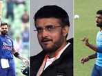 Virat Kohli (L), Sourav Ganguly (M) and Jasprit Bumrah (R) Virat Kohli (L), Sourav Ganguly (M) and Jasprit Bumrah (R)