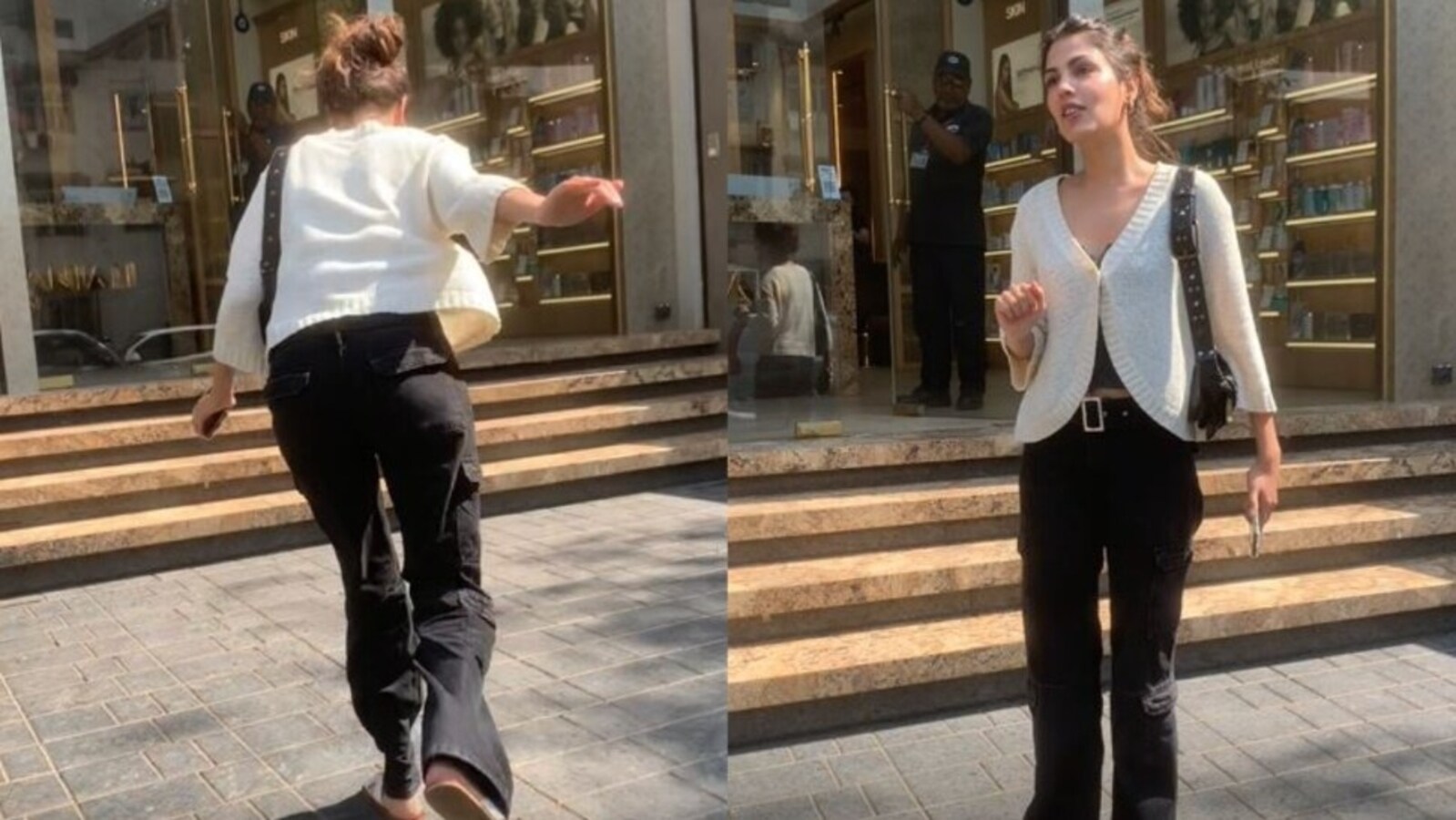 Rhea Chakraborty scolds paparazzi after she virtually falls face down as they ask her to attend for pics