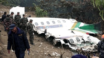 Search and rescue operation underway after the Yeti Airlines aircraft crashed, at Pokhara, on Monday. The black box of the crashed Yeti Airlines aircraft has been recovered during the operation. (ANI Photo) Search and rescue operation underway after the Yeti Airlines aircraft crashed, at Pokhara, on Monday. The black box of the crashed Yeti Airlines aircraft has been recovered during the operation. (ANI Photo)