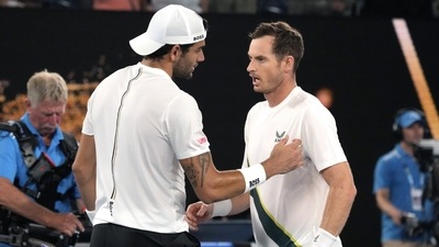 Andy Murray, right, of Britain is congratulated by Matteo Berrettini of Italy following their first round match at the Australian Open (AP) Andy Murray, right, of Britain is congratulated by Matteo Berrettini of Italy following their first round match at the Australian Open (AP)