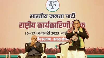 Prime Minister Narendra Modi and BJP chief JP Nadda at the inauguration of the two-day meeting. (Twitter) Prime Minister Narendra Modi and BJP chief JP Nadda at the inauguration of the two-day meeting. (Twitter)