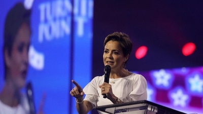 Harmeet Dhillon: Attorney Harmeet Dhillon, a candidate for chairperson of the Republican National Committee, speaks. (Reuters)