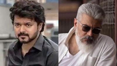 Vjay and Ajith in stills from their films Varisu and Thunivu respectively. Vjay and Ajith in stills from their films Varisu and Thunivu respectively.