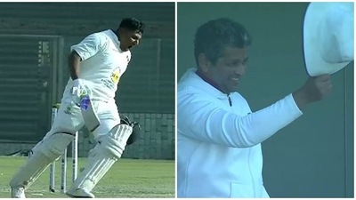 Sarfaraz Khan smashed a ton in the Ranji Trophy match between Mumbai and Delhi Sarfaraz Khan smashed a ton in the Ranji Trophy match between Mumbai and Delhi
