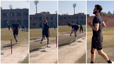 Shaheen Shah Afridi bowls in full throttle during training (Screengrab) Shaheen Shah Afridi bowls in full throttle during training (Screengrab)