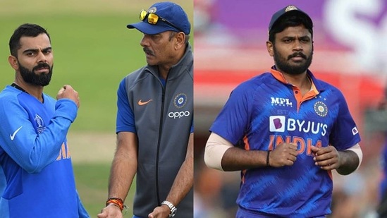 Virat Kohli with Ravi Shastri; Sanju Samson