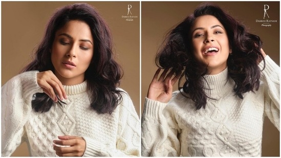 In the end, Shehnaaz chose to leave her shoulder-length tresses open for the photoshoot styled in well-defined waves and a side parting. (Instagram)