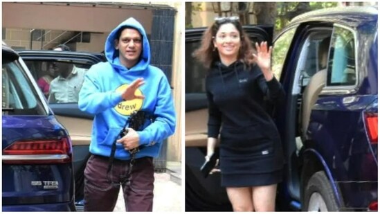 Vijay Varma and Tamannaah Bhatia spotted in Mumbai on Monday. (Yogen Shah)