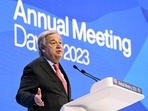 UN Secretary-General Antonio Guterres delivers a speech during a session of the World Economic Forum (WEF) annual meeting in Davos on January 18, 2023.(AFP) UN Secretary-General Antonio Guterres delivers a speech during a session of the World Economic Forum (WEF) annual meeting in Davos on January 18, 2023.(AFP)