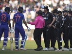 Hardik Pandya listens to the umpire after he was dismissed by Daryl Mitchell during the first ODI between India and New Zealand in Hyderabad Hardik Pandya listens to the umpire after he was dismissed by Daryl Mitchell during the first ODI between India and New Zealand in Hyderabad