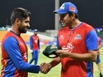 Babar Azam and Wasim AKram during a PSL match Babar Azam and Wasim AKram during a PSL match
