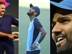 Rohit Sharma (R) hinted at KL Rahul's (M) wedding to Ravi Shastri (L) during the toss Rohit Sharma (R) hinted at KL Rahul's (M) wedding to Ravi Shastri (L) during the toss