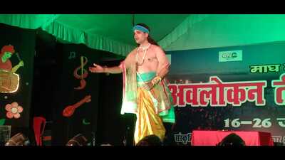 A play being presented during the event at Magh Mela on Wednesday. (HT Photo) A play being presented during the event at Magh Mela on Wednesday. (HT Photo)