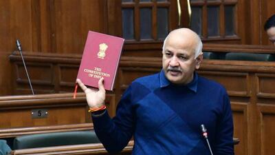 Deputy chief minister Manish Sisodia in the Delhi Legislative Assembly in New Delhi on Wednesday. (HT Photo) Deputy chief minister Manish Sisodia in the Delhi Legislative Assembly in New Delhi on Wednesday. (HT Photo)
