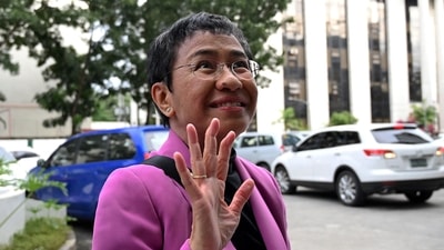 Maria Ressa: Philippine Nobel Laureate Maria Ressa gestures. (AFP)