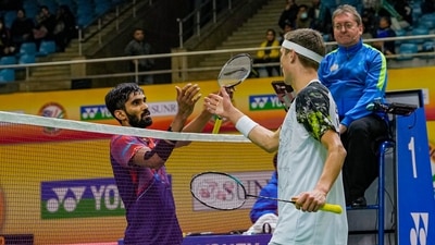 Denmark's Viktor Axelsen shakes hand with India's Kidambi Srikanth (PTI) Denmark's Viktor Axelsen shakes hand with India's Kidambi Srikanth (PTI)