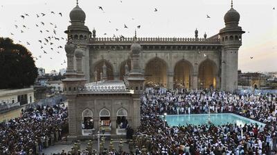 People take part in the funeral of the last titular Nizam of Hyderabad, Mukarram Jah, in Hyderabad. (AP) People take part in the funeral of the last titular Nizam of Hyderabad, Mukarram Jah, in Hyderabad. (AP)