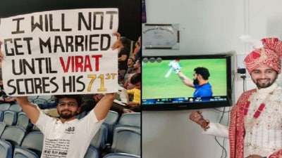 Virat Kohli fan gets married after he hits a 71st hundered. (Twitter/@Aman2010Aman)