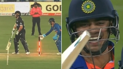 Ishan Kishan tried to outsmart Tom Latham (Screengrab) Ishan Kishan tried to outsmart Tom Latham (Screengrab)