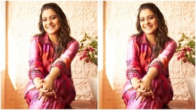 In pink earrings and matching pink stilettos, she further accessorised her look for the day. (Instagram/@kajol) In pink earrings and matching pink stilettos, she further accessorised her look for the day. (Instagram/@kajol)