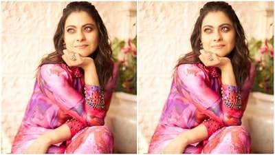 Kajol looked every bit gorgeous as she gave a fun twist to a formal ensemble. In a stain co-ord set, the actor posed for the photoshoot. (Instagram/@kajol) Kajol looked every bit gorgeous as she gave a fun twist to a formal ensemble. In a stain co-ord set, the actor posed for the photoshoot. (Instagram/@kajol)