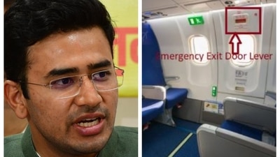 A major row has erupted after South Bengaluru MP Tejasvi Surya opened the emergency exit of a plane when it was boarding passengers.