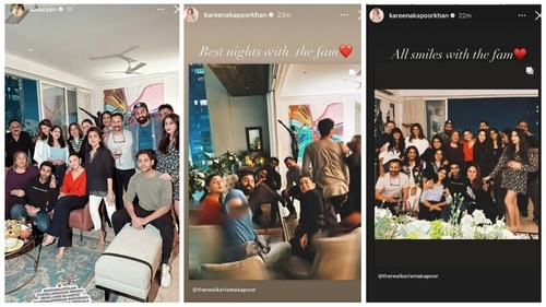 Aadar Jain and Kareena Kapoor shares party pictures via Instagram Stories. Aadar Jain and Kareena Kapoor shares party pictures via Instagram Stories.