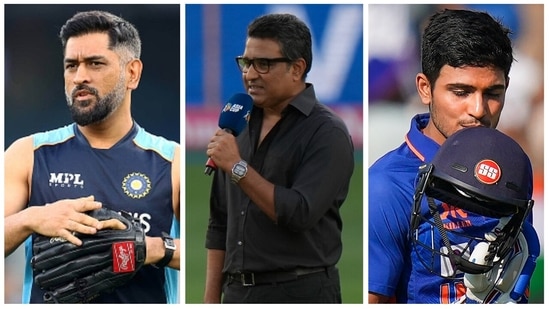 Sanjay Manjrekar gave MS Dhoni a special mention while lauding the batting brilliance of Shubman Gill during the 1st ODI between India and New Zealand(Getty Images-AP-PTI)