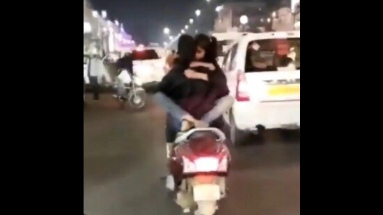 Public display of affection lands man into trouble. (Videograb)