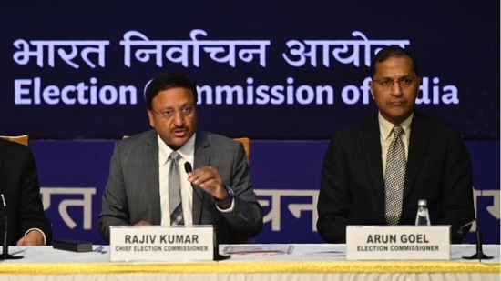 The Election Commission of India (ECI) panel during the press conference on upcoming elections in Nagaland, Meghalaya and Tripura at Akashwani Bhawan in New Delhi.